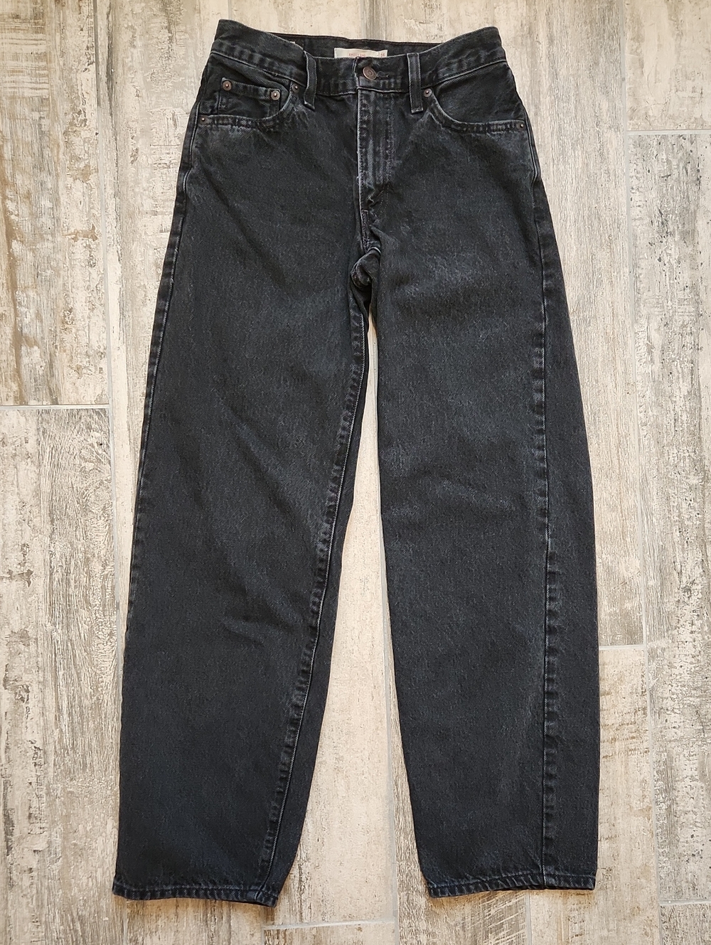Levis Premium Baggy Dad Jeans Womens *Fits 24x30 Black Wide Leg Denim